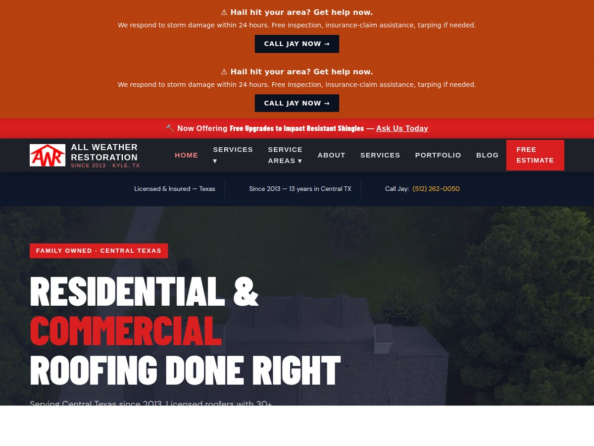 AllWrar Roofing — homepage preview