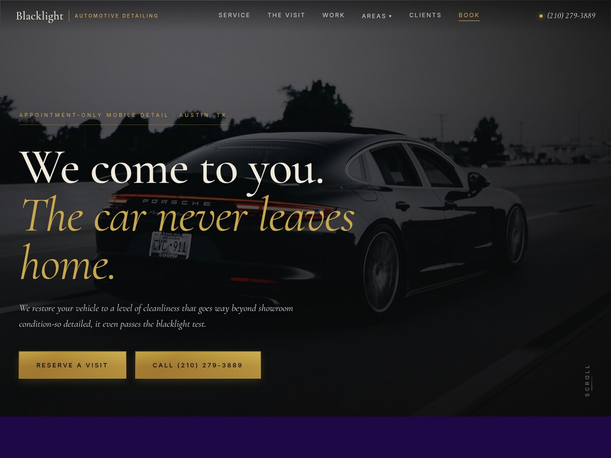 Blacklight Detailing — homepage screenshot